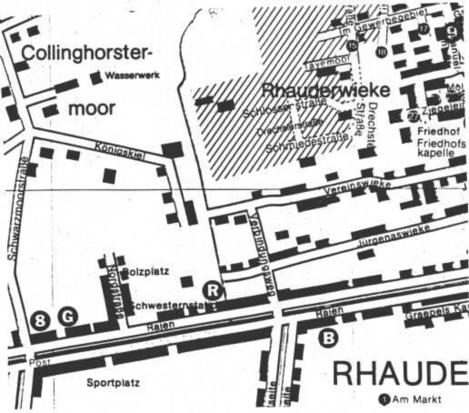 Kartenausschnitt aus dem Ortsplan der Gemeinde Rhauderfehn.