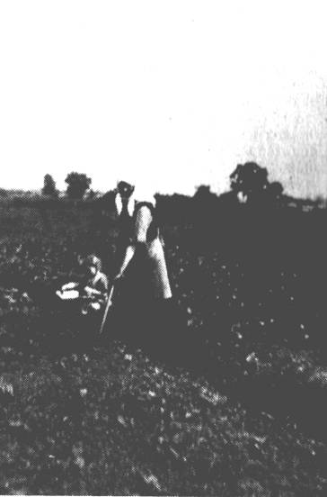 Tante Grete mit der Nachbarstochter Bini Erdwiens beim Hacken im Kartoffelfeld. Acht cker hatten die Brunsemas hinterm Haus, und alle muten piekfein und sauber sein.