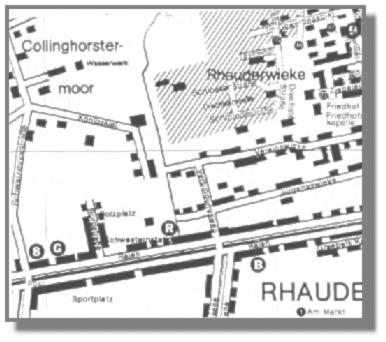 Kartenausschnitt aus dem Ortsplan der Gemeinde Rhauderfehn.